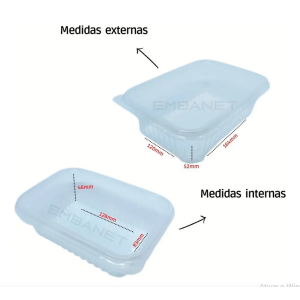 Pote Retangular 500ml Marmita Fitness 24un C/ Tampa Prafesta