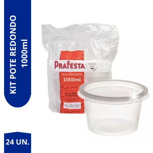 Pote Redondo 1000ml (1 Litro) C/ 24 Unidades - Prafesta